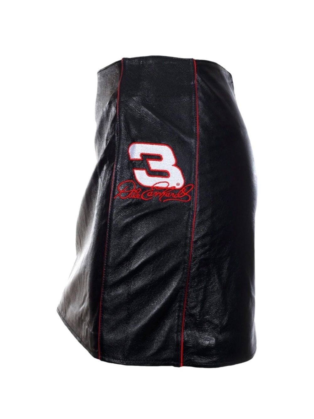 ✨🏁 Vintage #3 Dale Earnhardt 100% Genuine Leather Black Mini Skirt NASCAR - Picture 2 of 14
